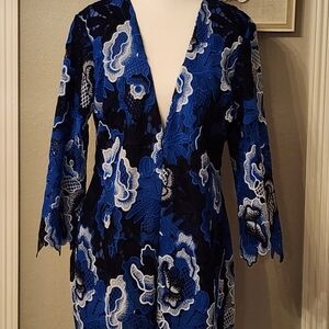 Boston Proper Blue and Black Cardigan/duster